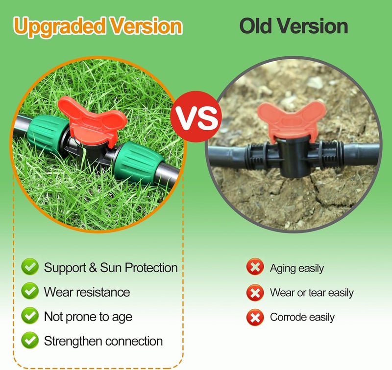JAYEE 8 Pcs Drip Irrigation Fittings Switch Valve 1/2 Inch, In-Line Barbed Lock Switch Valves For 1/2 Inch Drip Tubing (0.60"-0.63" OD), Shut Off On Valve Drip Line Parts For Garden Sprinkler Systems - Image 3